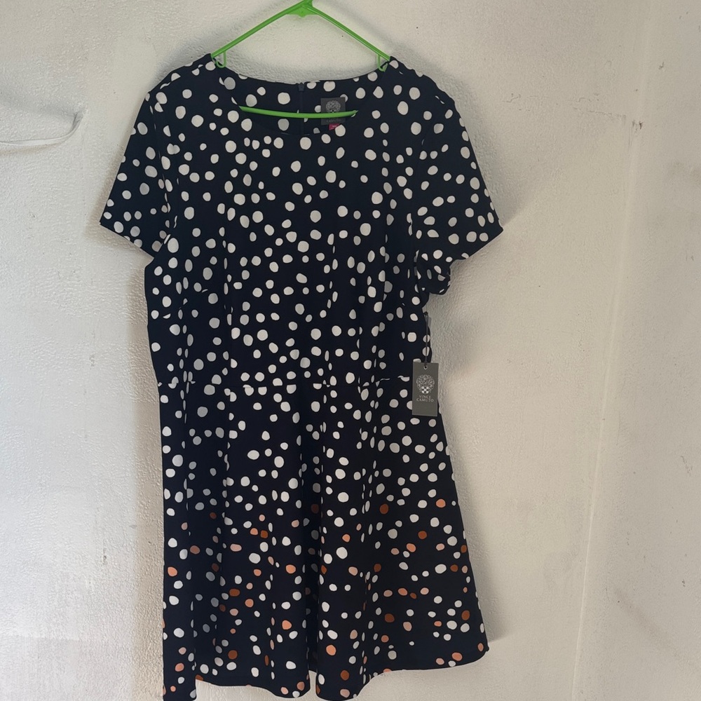 Vince Camuto Kids Dress - Black, White, and Orange Polka Dots size 20W pre-owned
